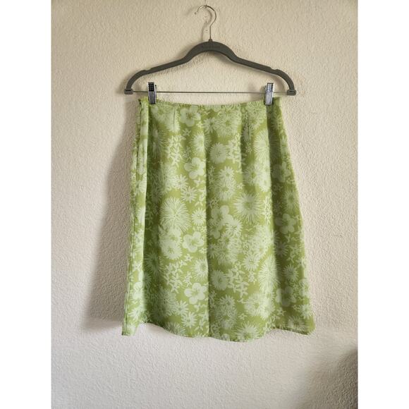 Y2k Lime Green Apostrophe Mid Length Skirt Women's Sz 10 - Picture 2 of 7